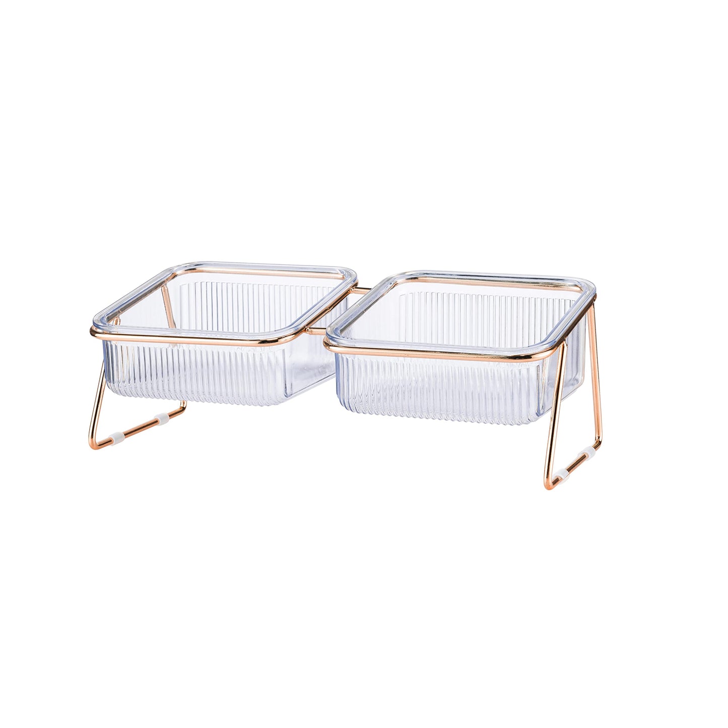 Elevated Cat Bowls, 5.5 inches Food & Water Bowls 15° Tilted Raised Food Feeding Dishes with Iron Stand for Cats and Puppy, with 2 Large Bowl and 4 Anti Slip Feet, Dishwasher Safe