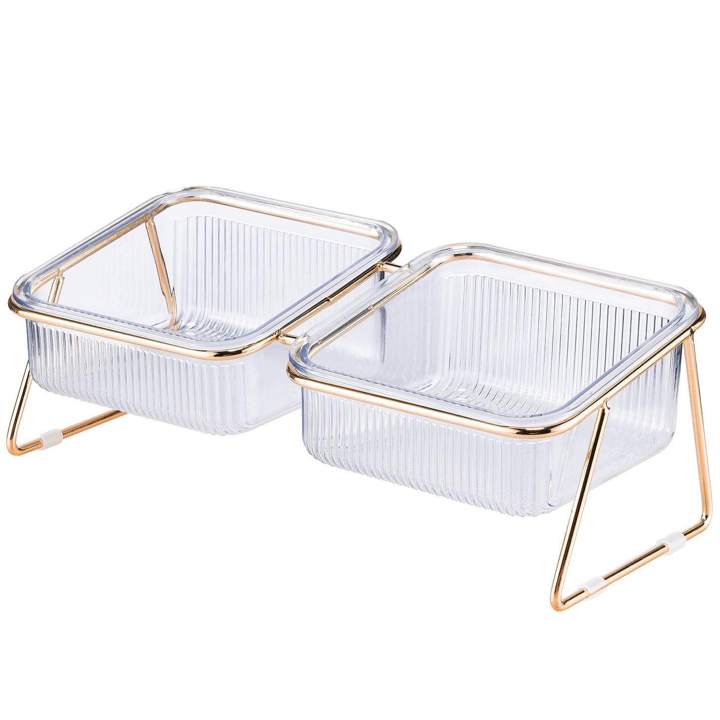 Elevated Cat Bowls, 5.5 inches Food & Water Bowls 15° Tilted Raised Food Feeding Dishes with Iron Stand for Cats and Puppy, with 2 Large Bowl and 4 Anti Slip Feet, Dishwasher Safe
