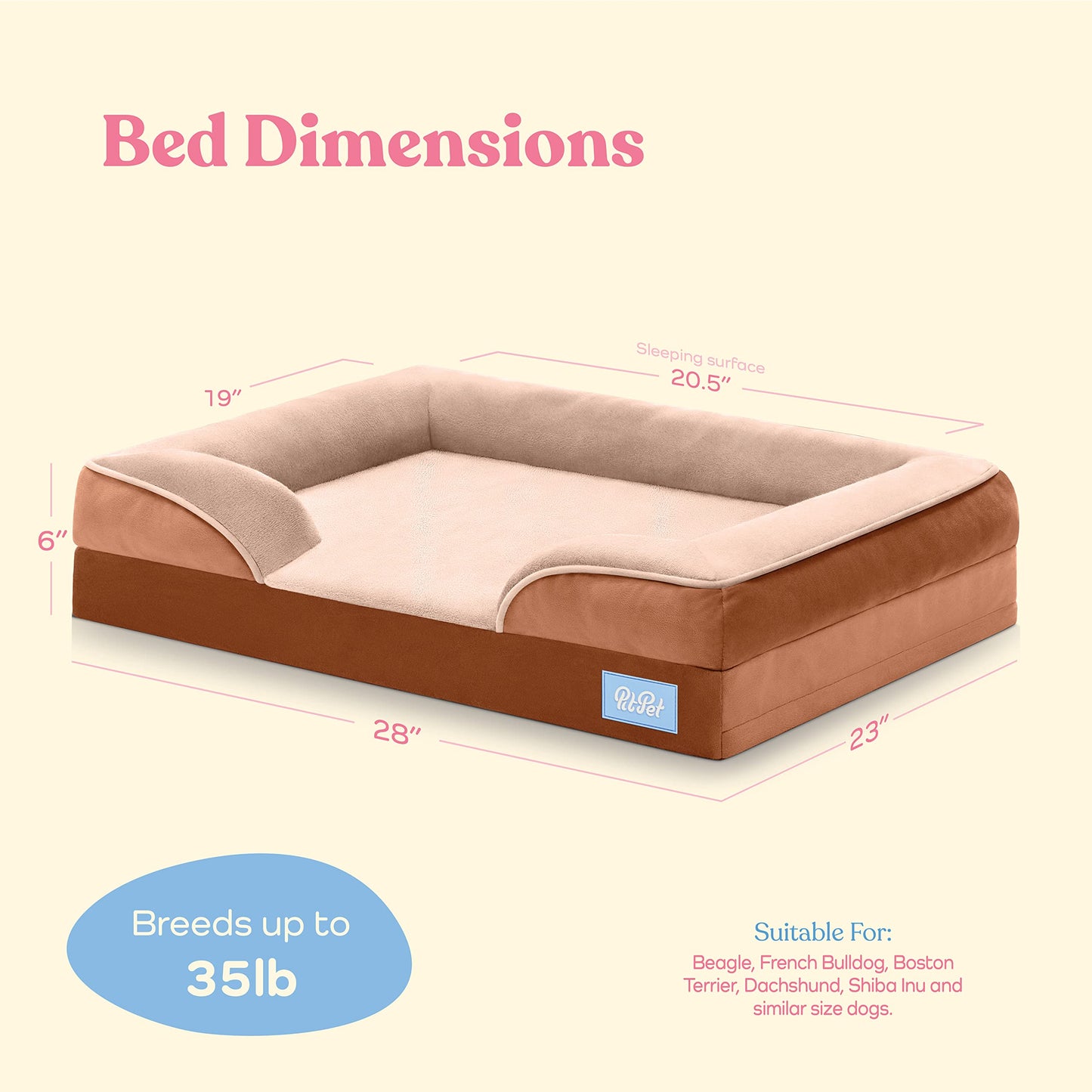 Orthopedic Sofa Dog Bed - Ultra Comfortable Dog Beds for Medium Dogs - Breathable & Waterproof Pet Bed- Egg Foam Sofa Bed with Extra Head and Neck Support - Removable Washable Cover & Nonslip Bottom.