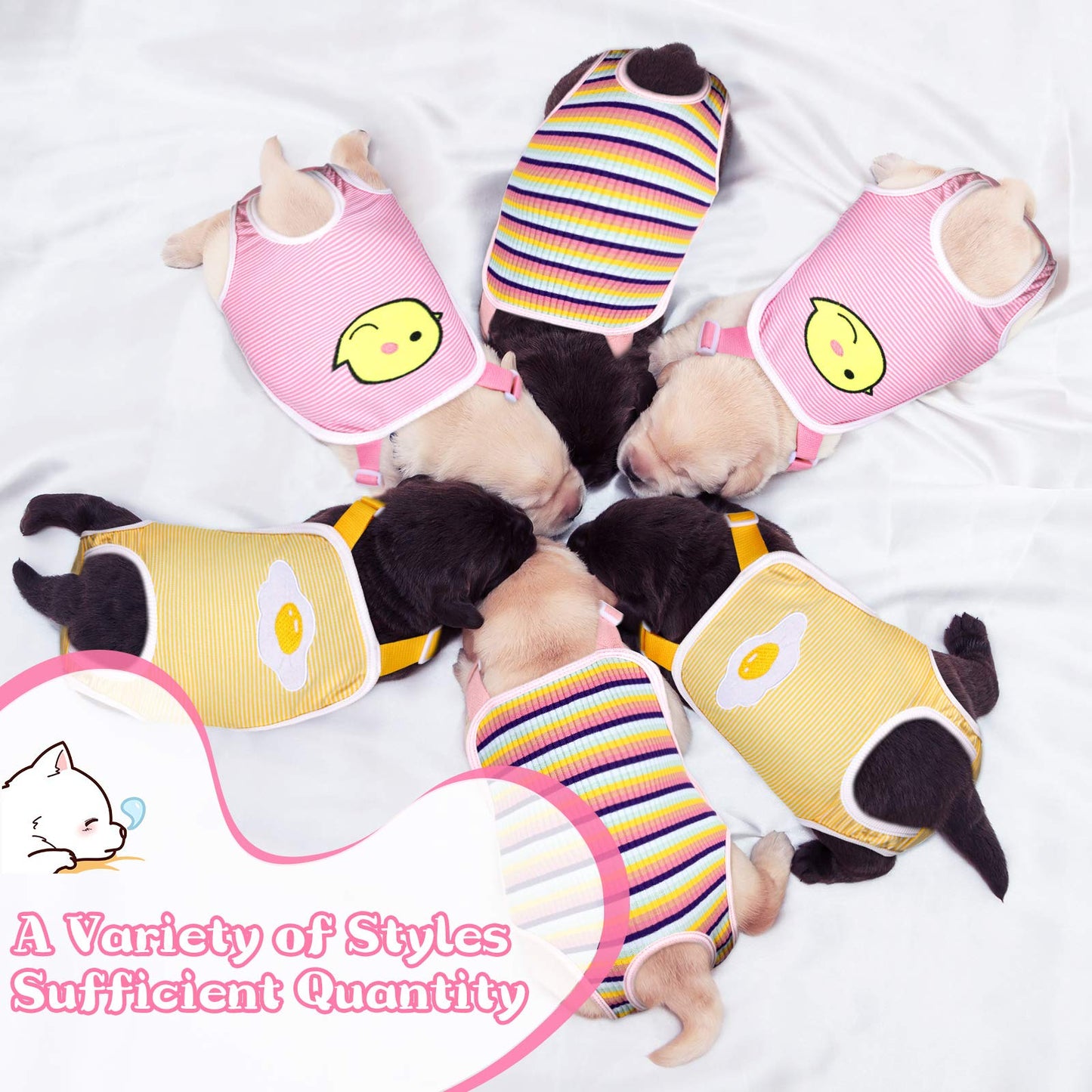 3 Pieces Dog Diaper Striped Sanitary Pantie with Adjustable Suspender Washable Reusable Puppy Sanitary Panties Cute Pet Underwear Diaper Jumpsuits for Female Dogs (Animal Pattern,M)