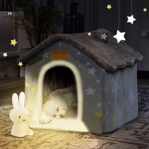 Dog House Indoor Memory Sponge, Foldable Dog House Kennel Bed Mat with Cushion for Small Medium Large Dogs Cats, Winter Warm Cat Nest Puppy Cave Sofa Pet Products (Medium)