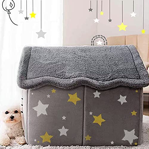 Dog House Indoor Memory Sponge, Foldable Dog House Kennel Bed Mat with Cushion for Small Medium Large Dogs Cats, Winter Warm Cat Nest Puppy Cave Sofa Pet Products (Medium)