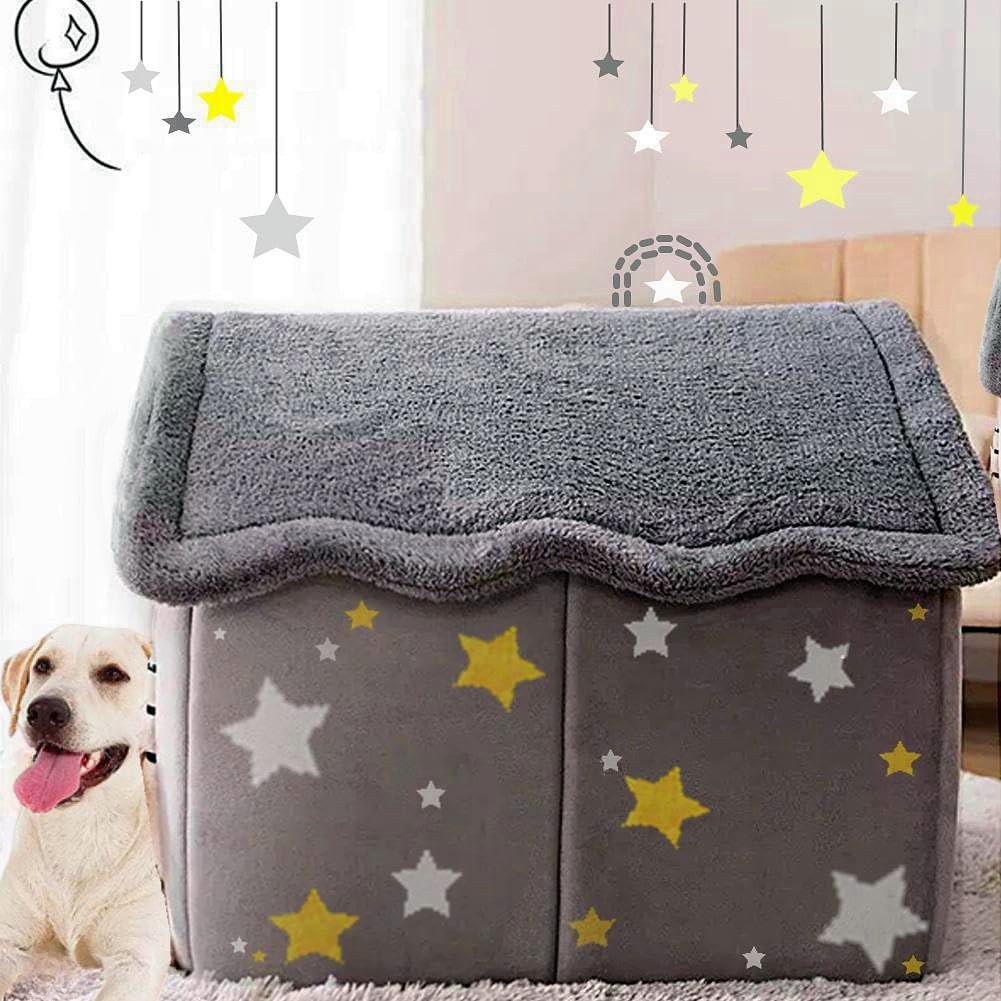 Dog House Indoor Memory Sponge, Foldable Dog House Kennel Bed Mat with Cushion for Small Medium Large Dogs Cats, Winter Warm Cat Nest Puppy Cave Sofa Pet Products (Medium)