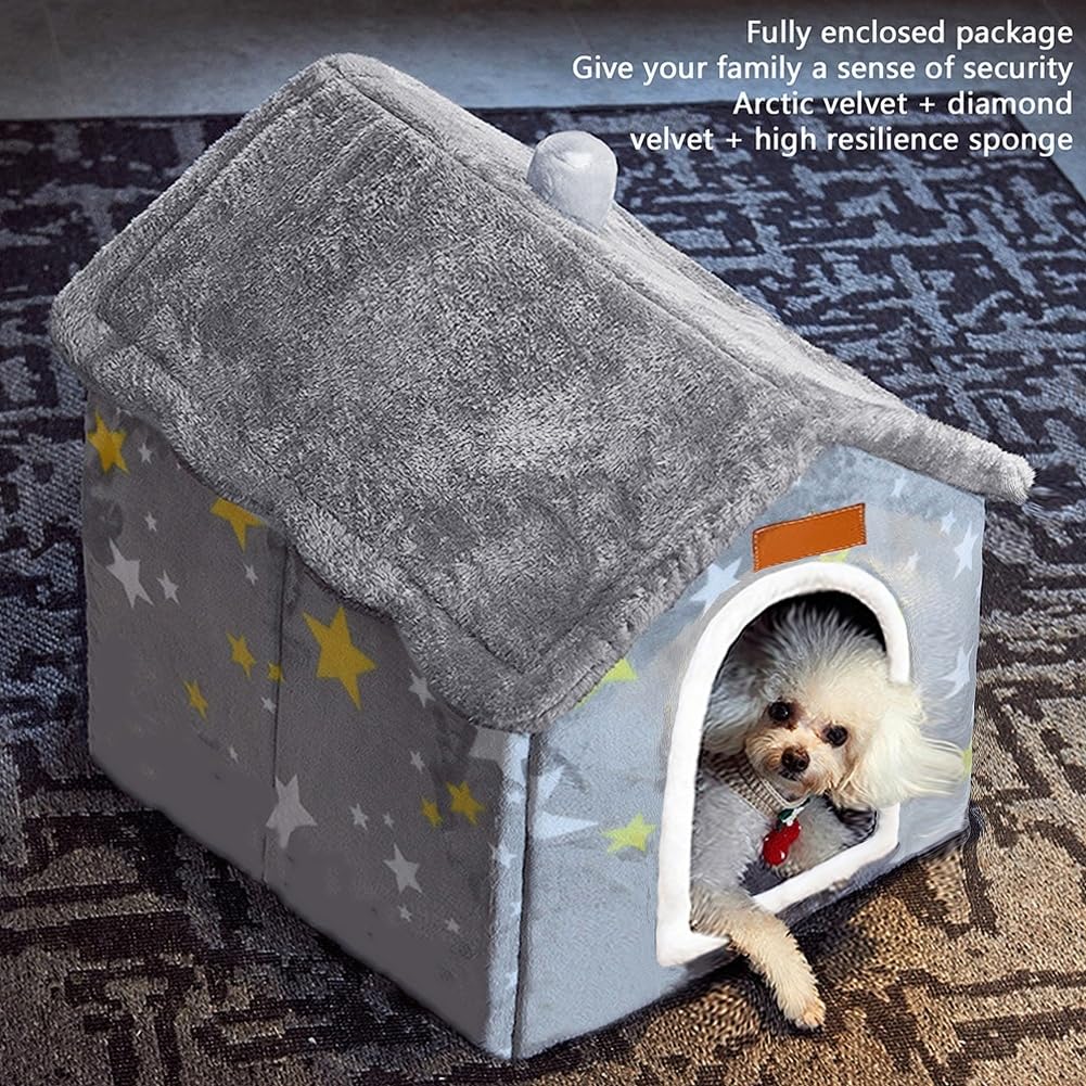 Dog House Indoor Memory Sponge, Foldable Dog House Kennel Bed Mat with Cushion for Small Medium Large Dogs Cats, Winter Warm Cat Nest Puppy Cave Sofa Pet Products (Medium)