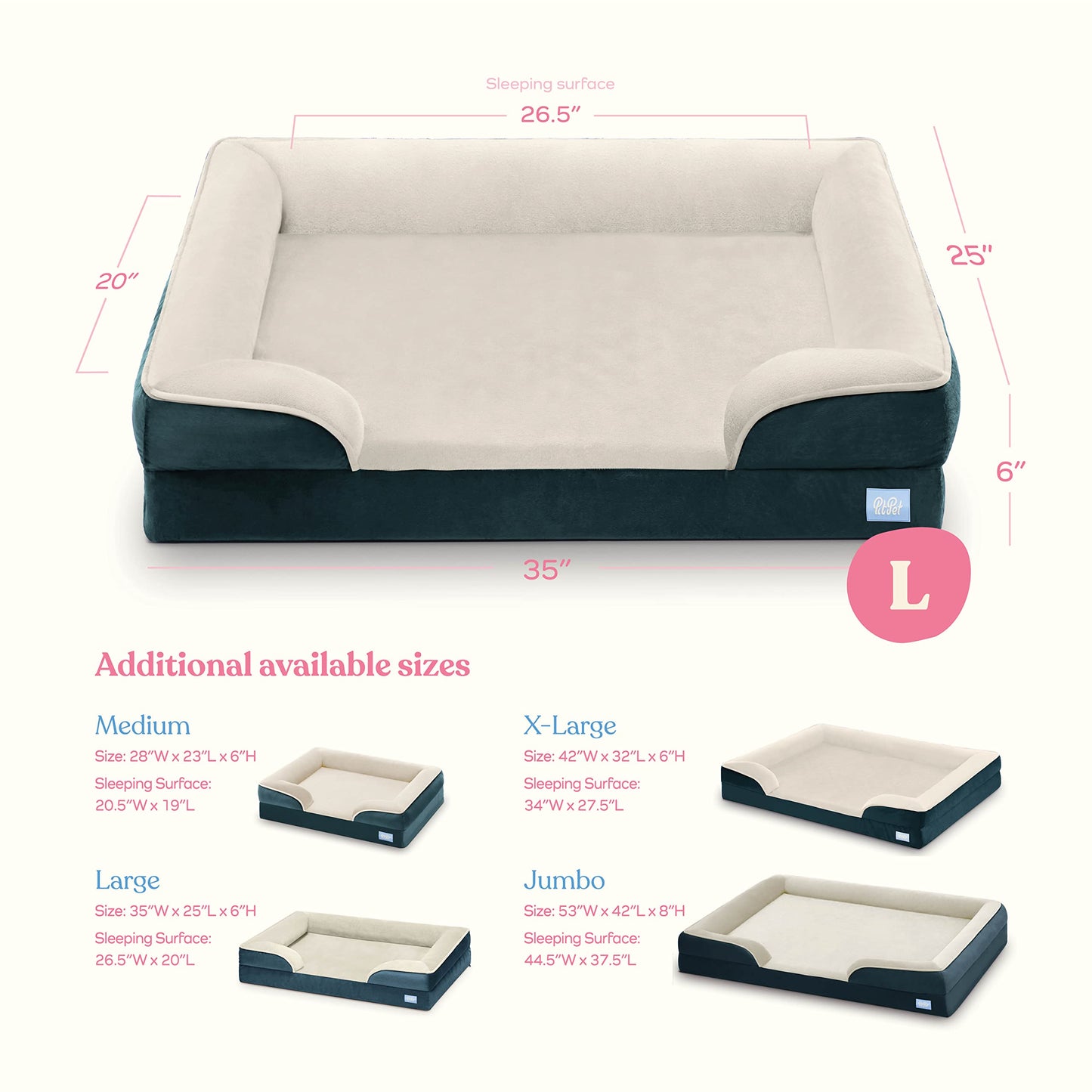 Orthopedic Sofa Dog Bed - Ultra Comfortable Dog Beds for Medium Dogs - Breathable & Waterproof Pet Bed- Egg Foam Sofa Bed with Extra Head and Neck Support - Removable Washable Cover & Nonslip Bottom.