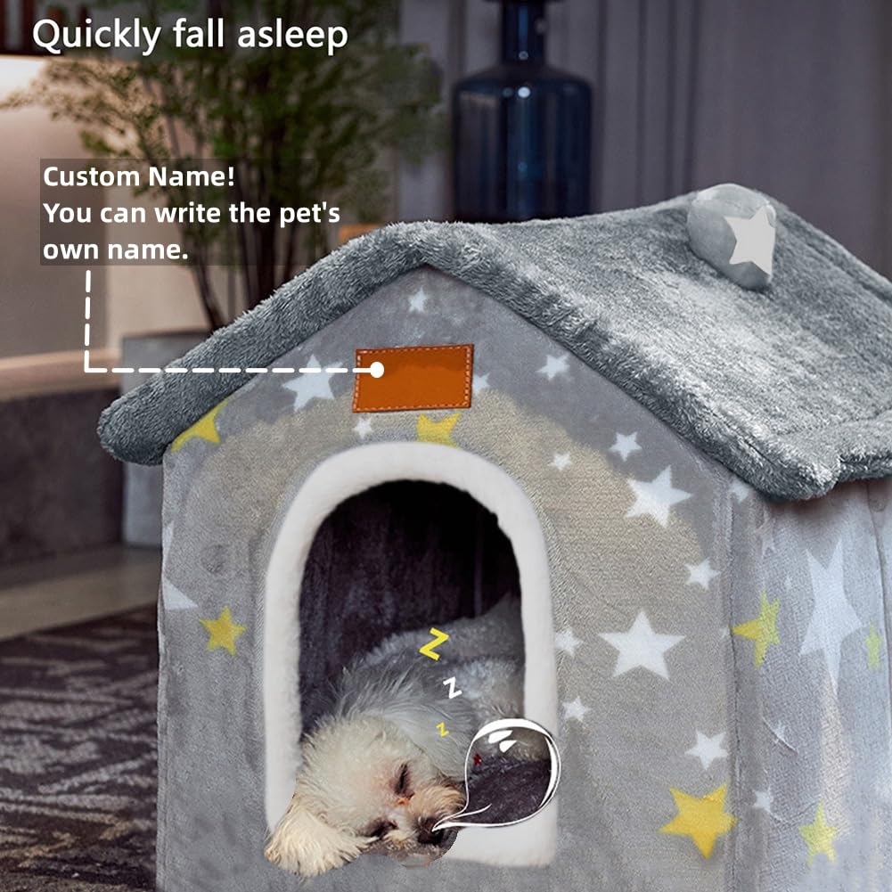 Dog House Indoor Memory Sponge, Foldable Dog House Kennel Bed Mat with Cushion for Small Medium Large Dogs Cats, Winter Warm Cat Nest Puppy Cave Sofa Pet Products (Medium)