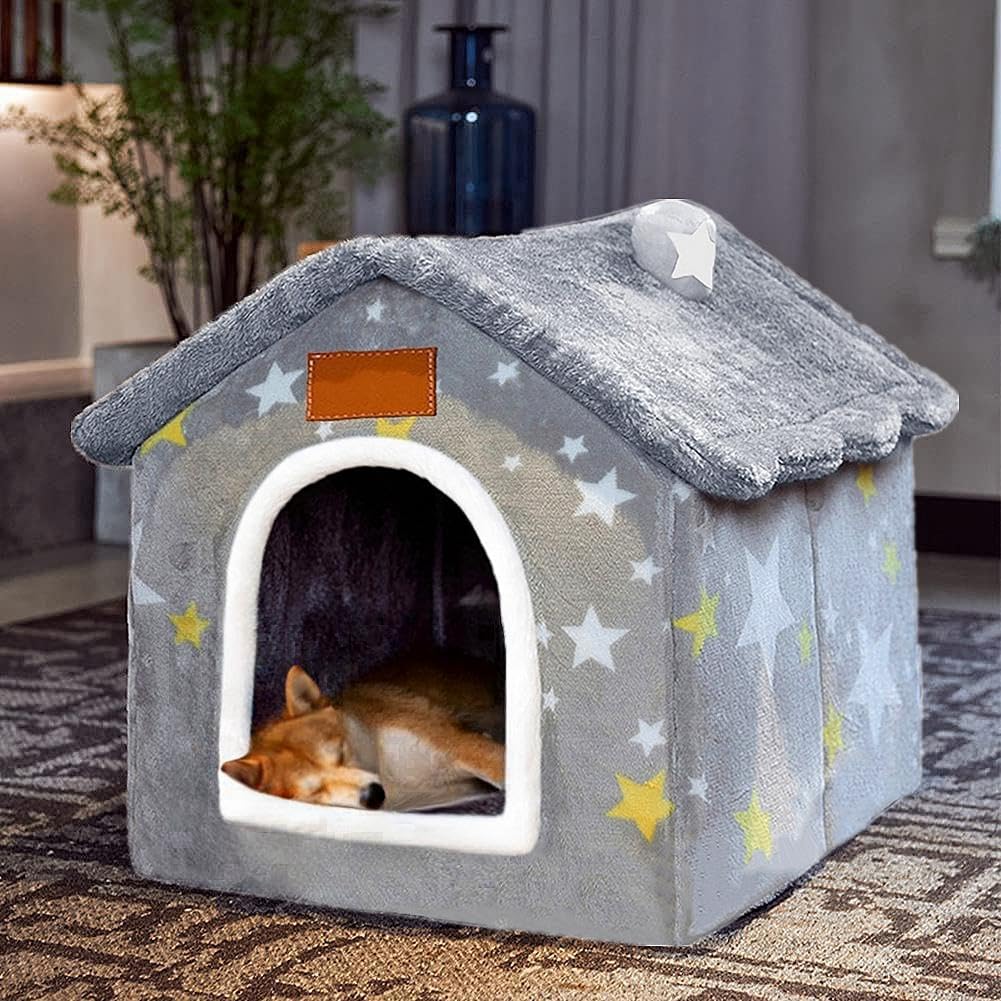 Dog House Indoor Memory Sponge, Foldable Dog House Kennel Bed Mat with Cushion for Small Medium Large Dogs Cats, Winter Warm Cat Nest Puppy Cave Sofa Pet Products (Medium)