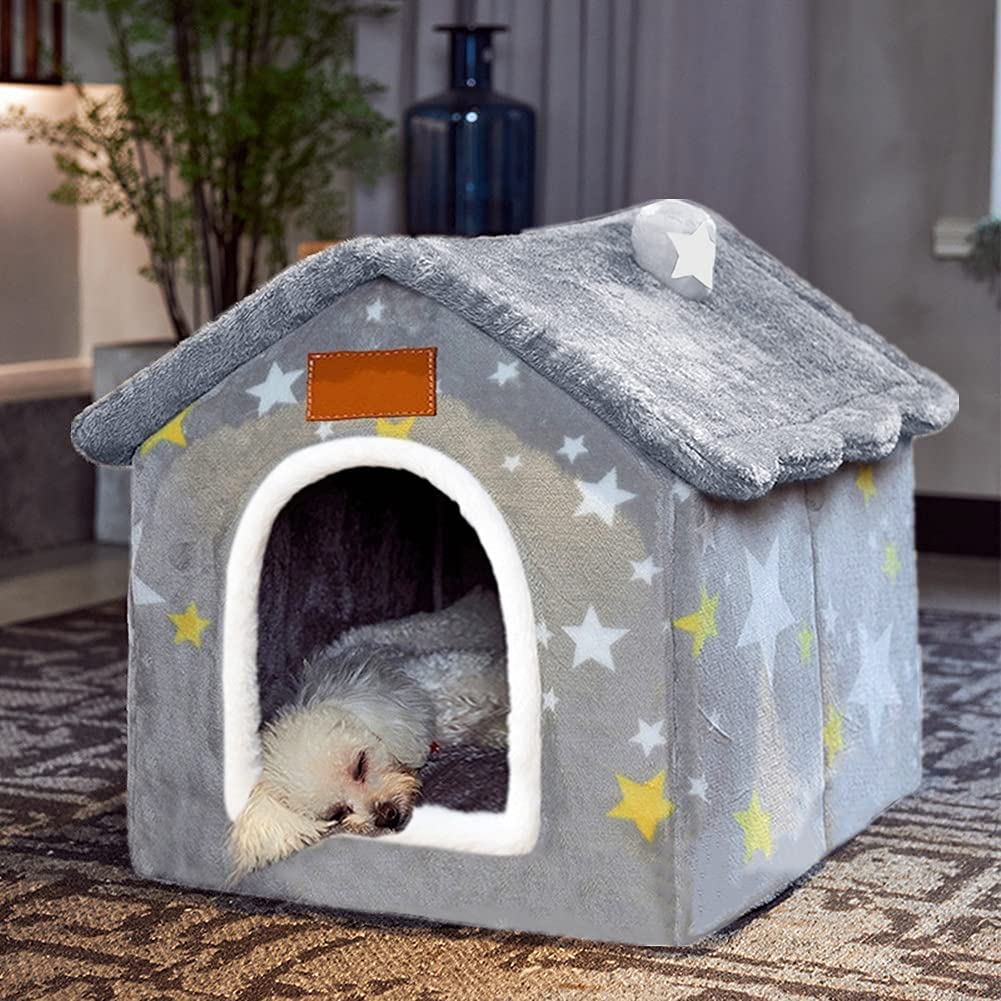 Dog House Indoor Memory Sponge, Foldable Dog House Kennel Bed Mat with Cushion for Small Medium Large Dogs Cats, Winter Warm Cat Nest Puppy Cave Sofa Pet Products (Medium)