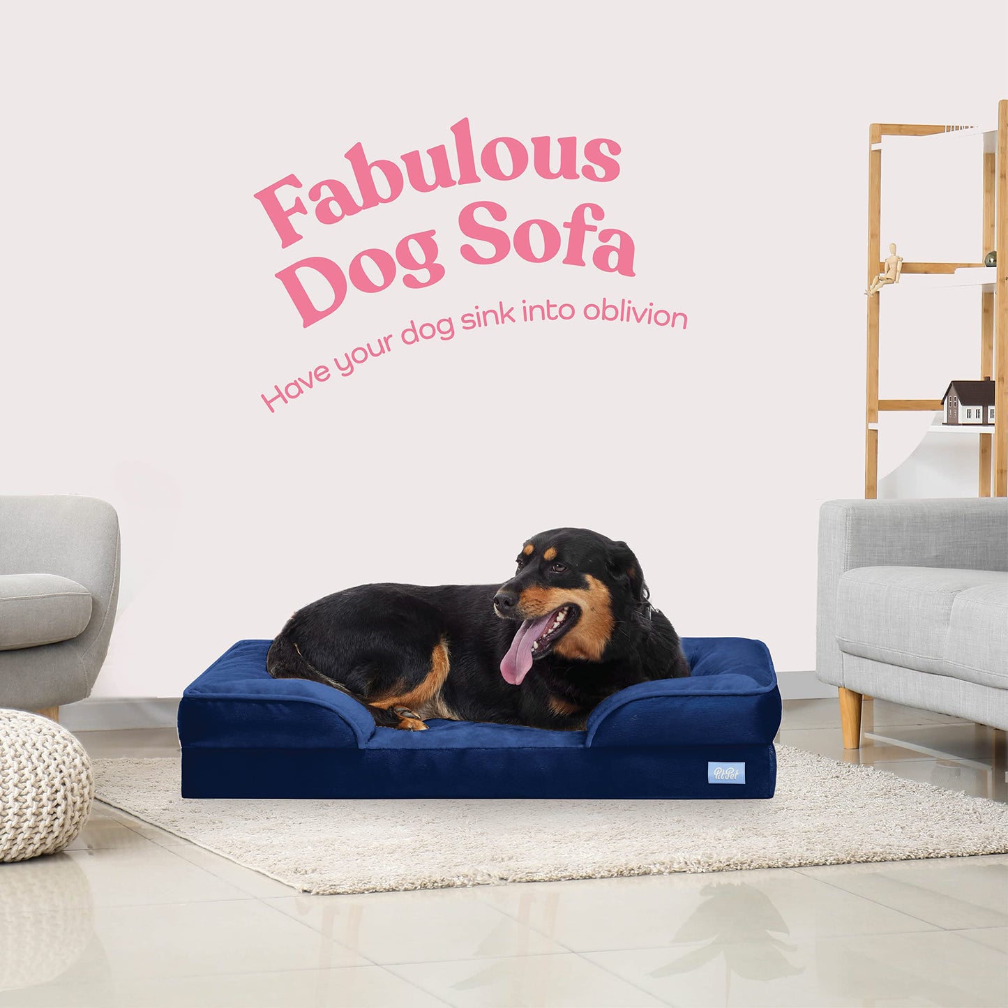 Orthopedic Sofa Dog Bed - Ultra Comfortable Dog Beds for Medium Dogs - Breathable & Waterproof Pet Bed- Egg Foam Sofa Bed with Extra Head and Neck Support - Removable Washable Cover & Nonslip Bottom.