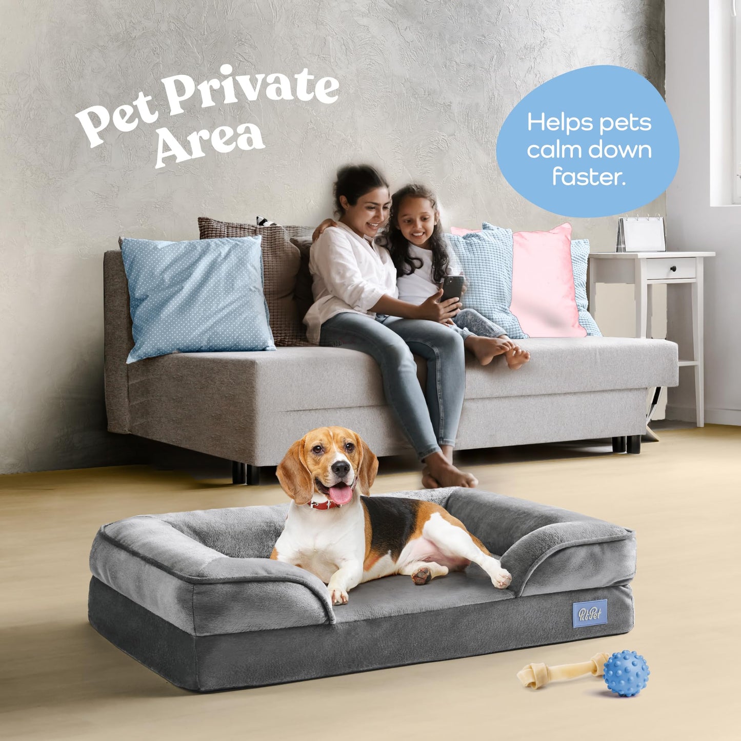 Orthopedic Sofa Dog Bed - Ultra Comfortable Dog Beds for Medium Dogs - Breathable & Waterproof Pet Bed- Egg Foam Sofa Bed with Extra Head and Neck Support - Removable Washable Cover & Nonslip Bottom.