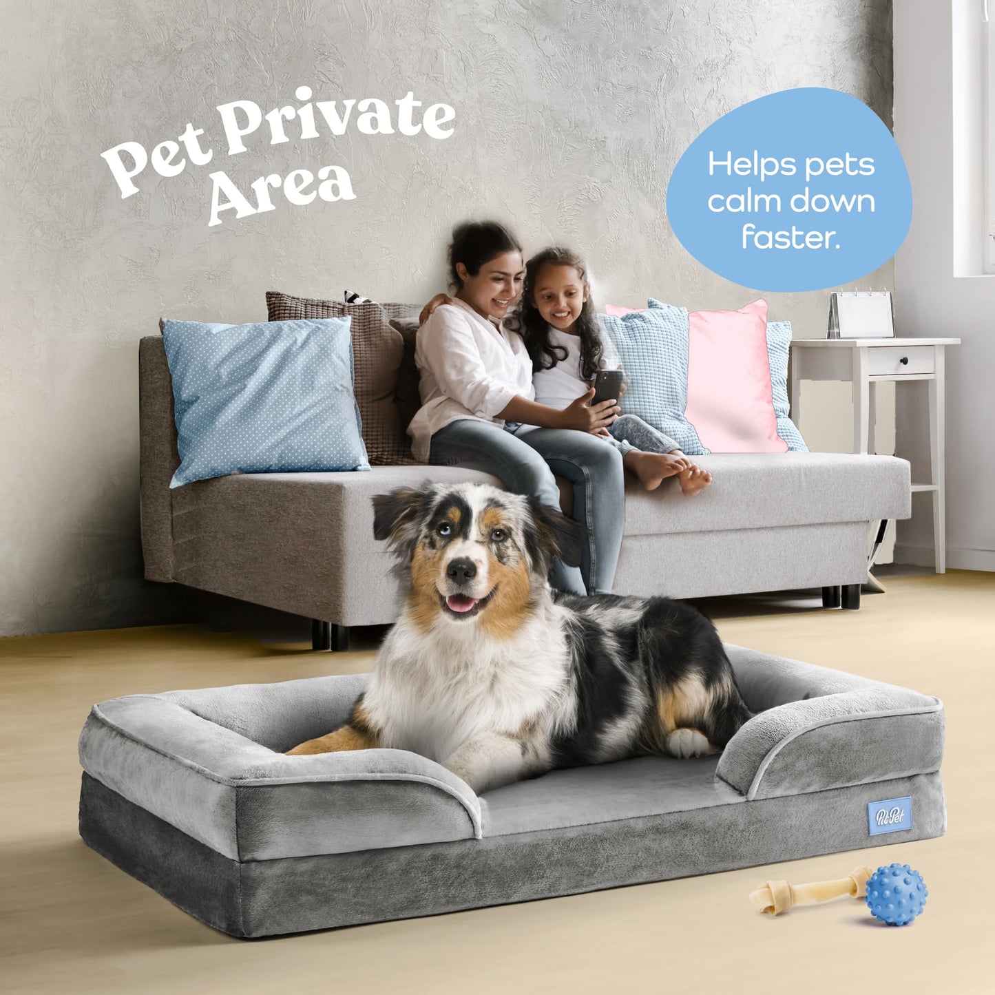 Orthopedic Sofa Dog Bed - Ultra Comfortable Dog Beds for Medium Dogs - Breathable & Waterproof Pet Bed- Egg Foam Sofa Bed with Extra Head and Neck Support - Removable Washable Cover & Nonslip Bottom.