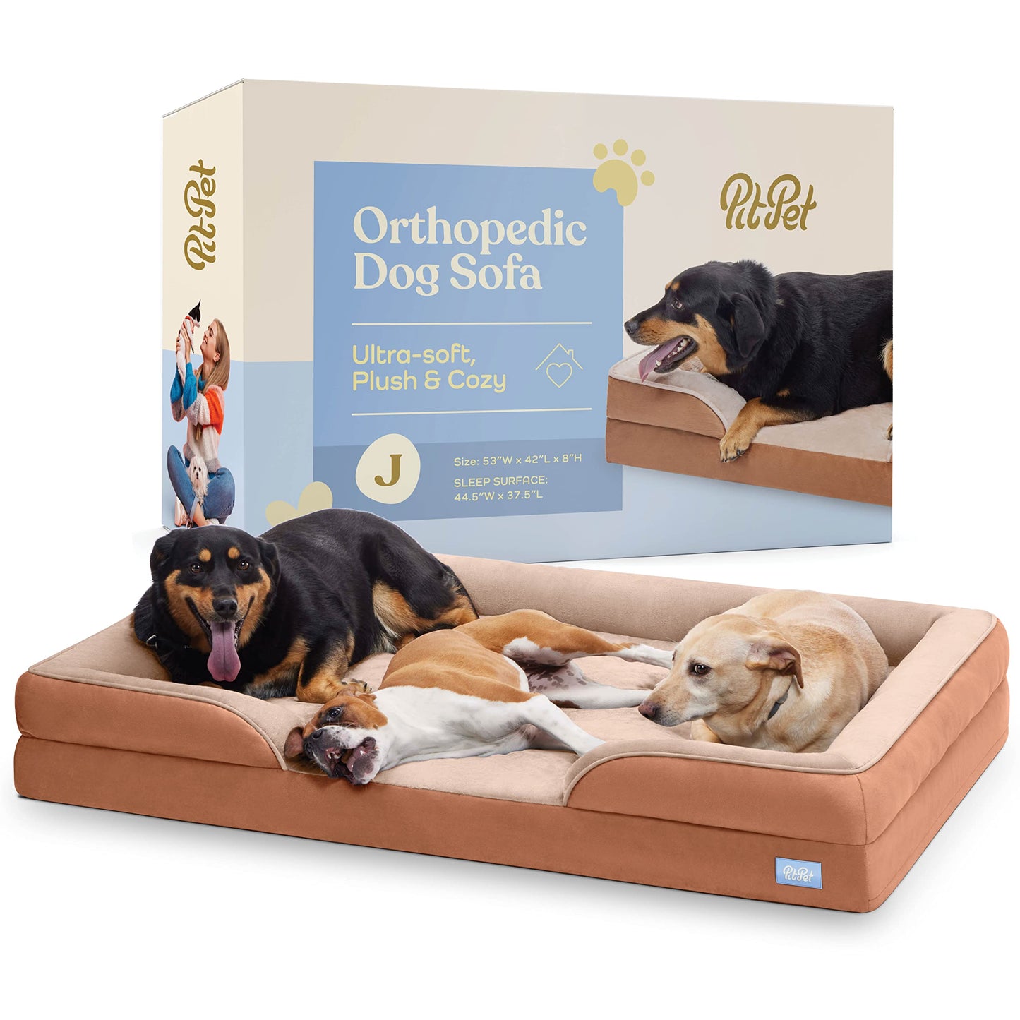 Orthopedic Sofa Dog Bed - Ultra Comfortable Dog Beds for Medium Dogs - Breathable & Waterproof Pet Bed- Egg Foam Sofa Bed with Extra Head and Neck Support - Removable Washable Cover & Nonslip Bottom.