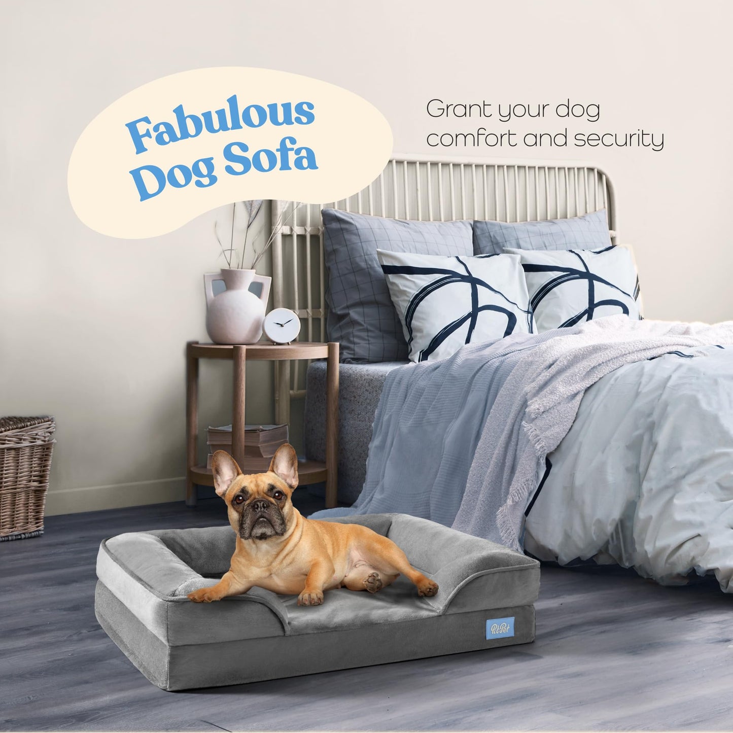 Orthopedic Sofa Dog Bed - Ultra Comfortable Dog Beds for Medium Dogs - Breathable & Waterproof Pet Bed- Egg Foam Sofa Bed with Extra Head and Neck Support - Removable Washable Cover & Nonslip Bottom.