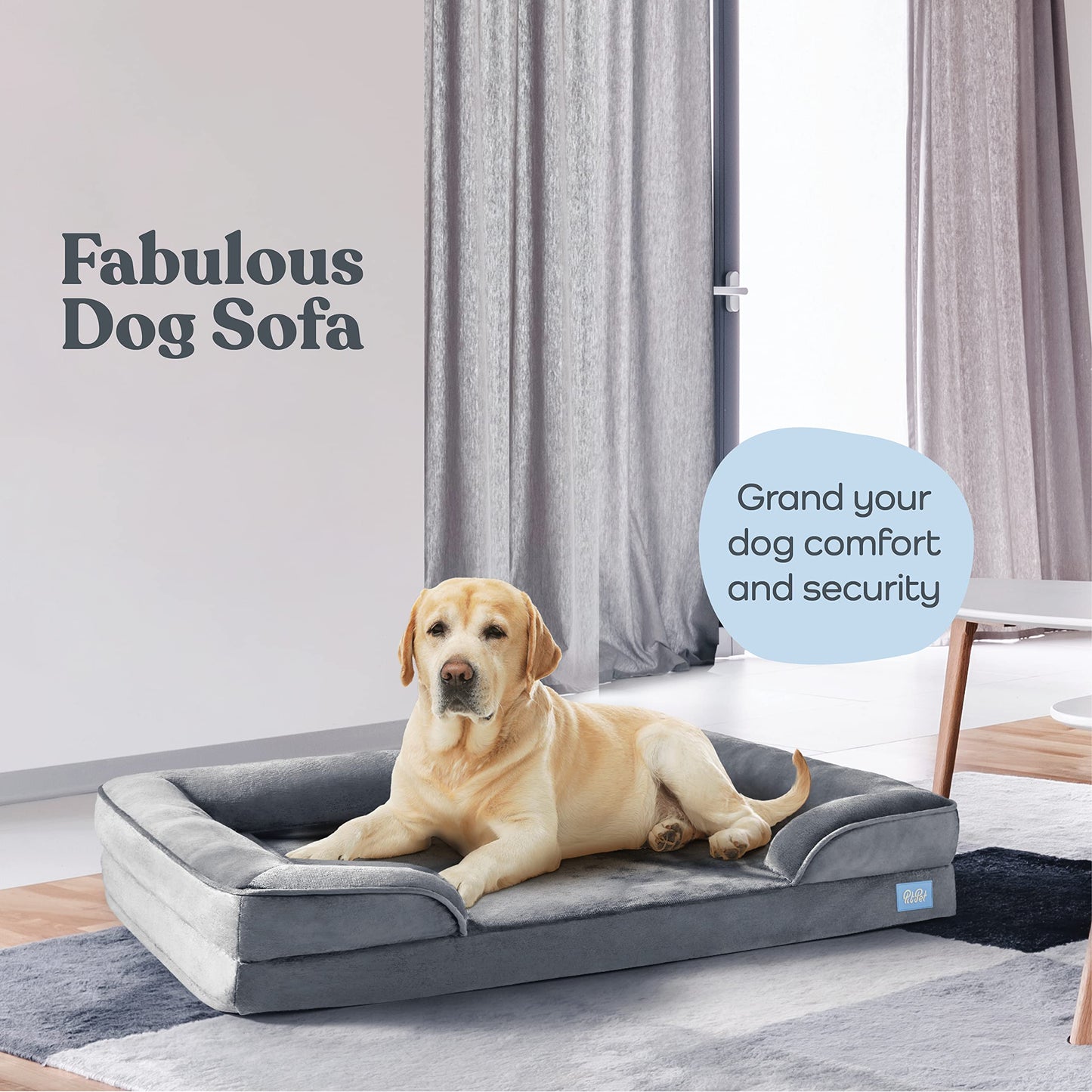 Orthopedic Sofa Dog Bed - Ultra Comfortable Dog Beds for Medium Dogs - Breathable & Waterproof Pet Bed- Egg Foam Sofa Bed with Extra Head and Neck Support - Removable Washable Cover & Nonslip Bottom.