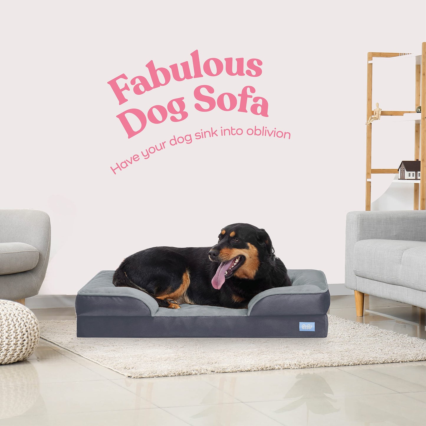 Orthopedic Sofa Dog Bed - Ultra Comfortable Dog Beds for Medium Dogs - Breathable & Waterproof Pet Bed- Egg Foam Sofa Bed with Extra Head and Neck Support - Removable Washable Cover & Nonslip Bottom.