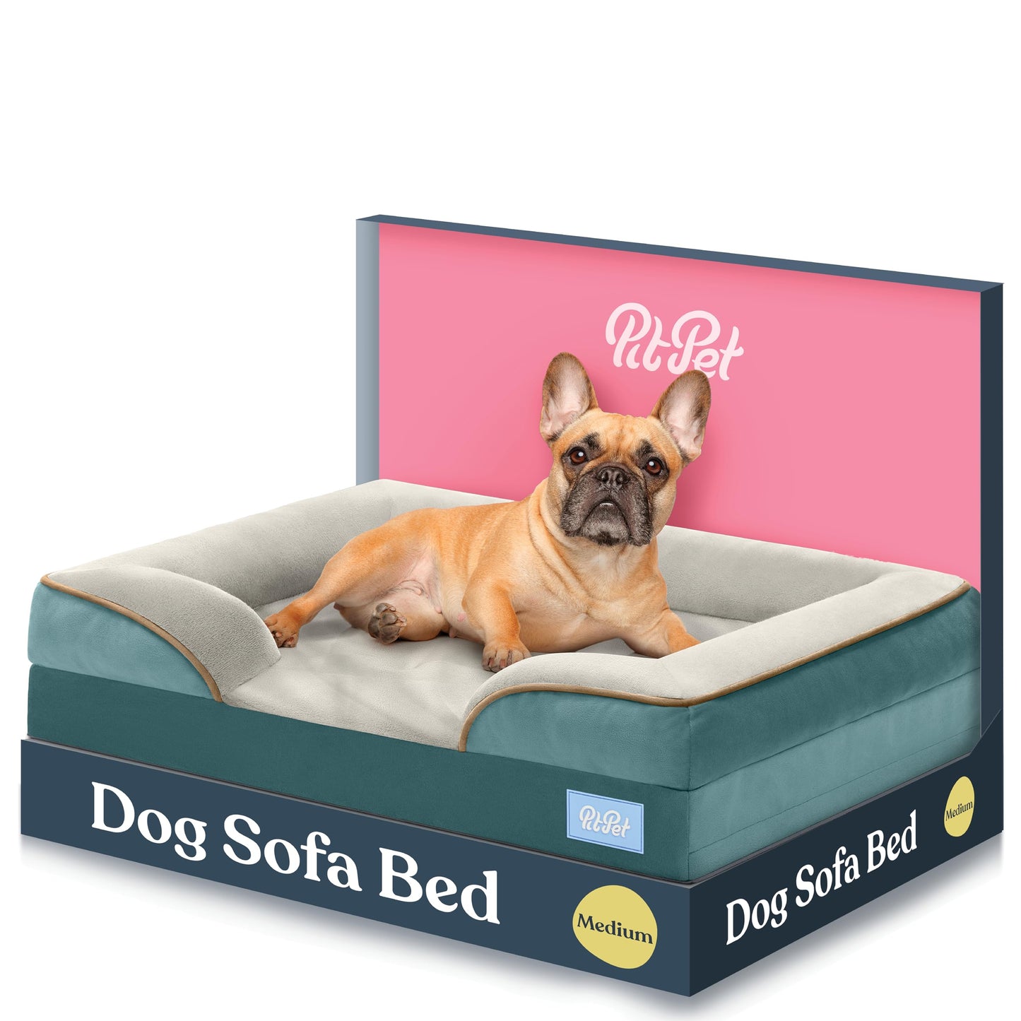 Orthopedic Sofa Dog Bed - Ultra Comfortable Dog Beds for Medium Dogs - Breathable & Waterproof Pet Bed- Egg Foam Sofa Bed with Extra Head and Neck Support - Removable Washable Cover & Nonslip Bottom.