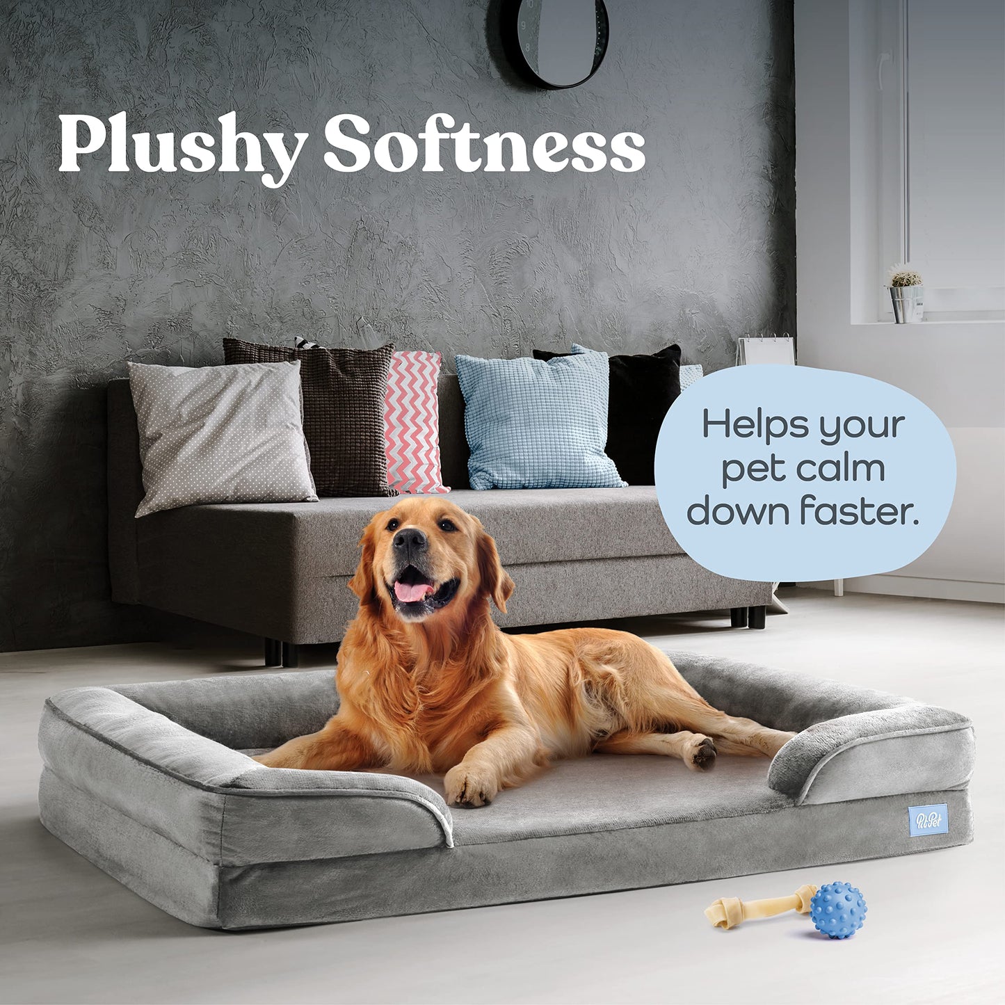 Orthopedic Sofa Dog Bed - Ultra Comfortable Dog Beds for Medium Dogs - Breathable & Waterproof Pet Bed- Egg Foam Sofa Bed with Extra Head and Neck Support - Removable Washable Cover & Nonslip Bottom.