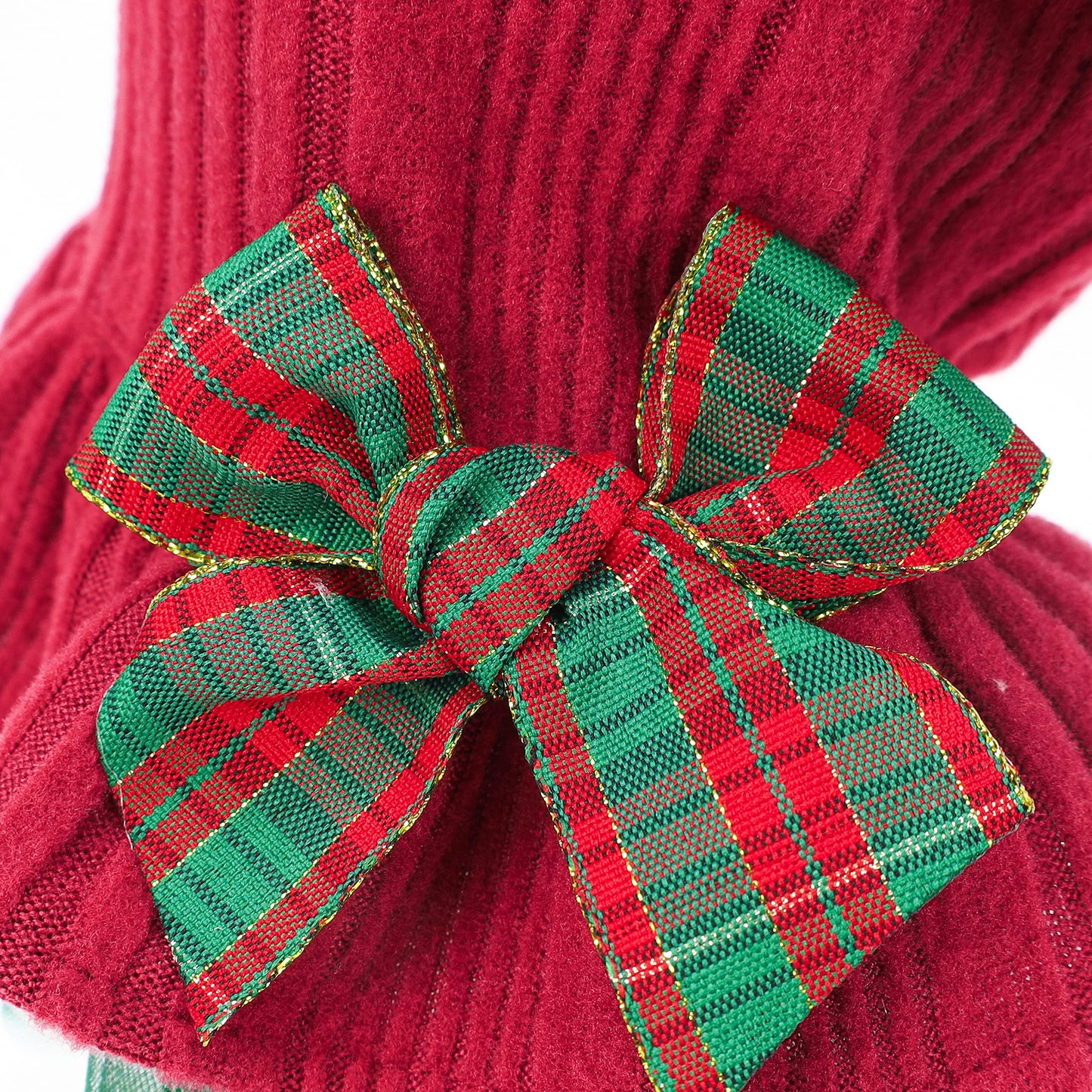 Fitwarm Dog Christmas Outfit, Knitted Dog Tulle Sweater Dress, Dog Winter Clothes for Small Dogs Girl, Cat Apparel, Red, Green, Medium